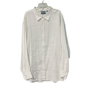 Cubavera 100% Linen Shirt Men's Size 4X White Long Sleeve Relaxed Fit Resort